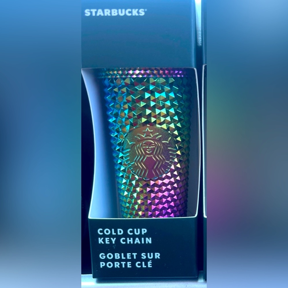 Starbucks Mini Cup Keychain | Studded Metalic Rainbow Fall 2023 new in box